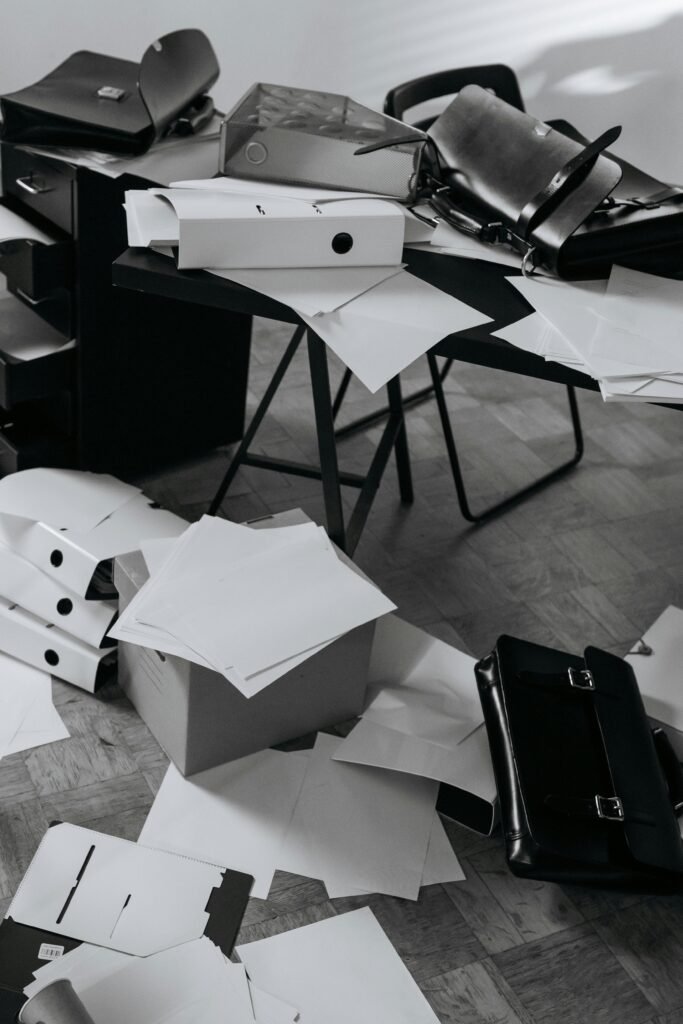 Paper documents clutter